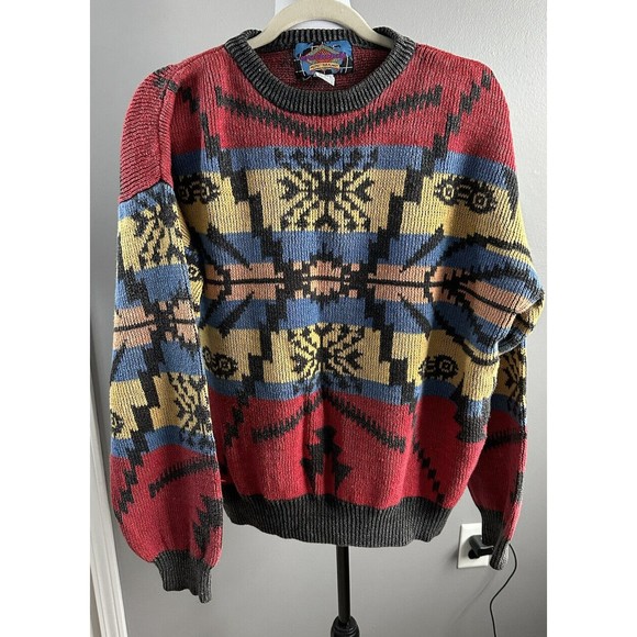 Vintage Weekends Mens Coogi Style Sweater Sz Large Crew Neck Cosby Knit Pullover - Picture 5 of 6